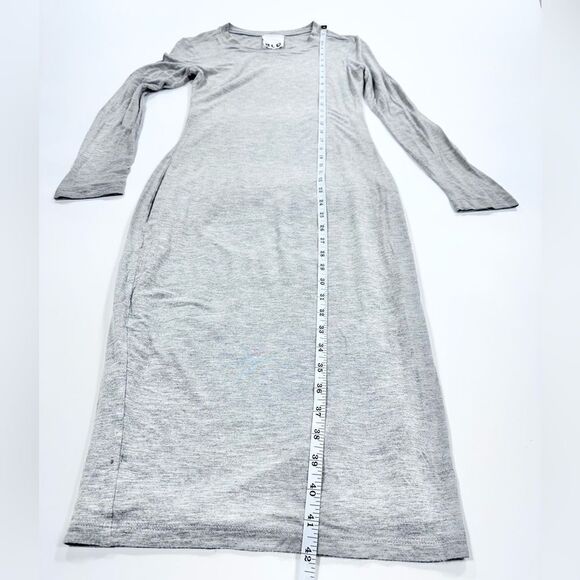 B.L.Q. grey bodycon midi length long sleeve stretch contour dress 0 - Picture 6 of 11